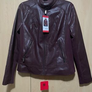 Reaction Kenneth Cole Deep Burgundy/Brown Leather Jacket